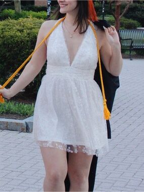 Lulu's White Eyelet Halter Skater Dress
